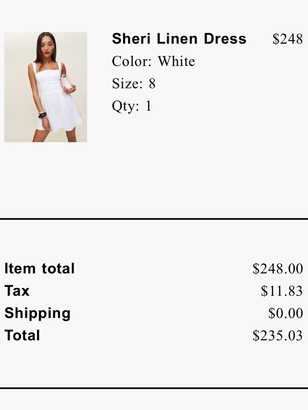 White Linen Mini Dress - Picture 2 of 5
